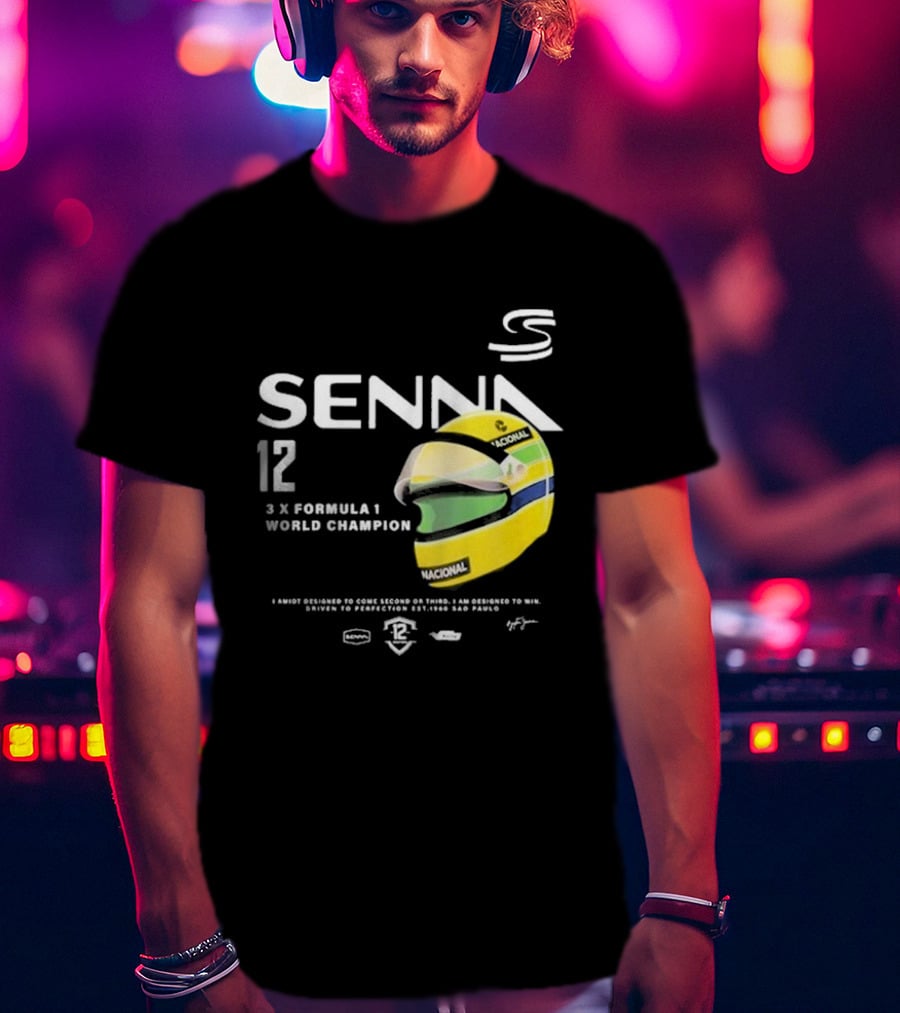 Senna 12 3x Formula 1 World Champion Driven To Perfection São Paulo Helmet T-Shirt