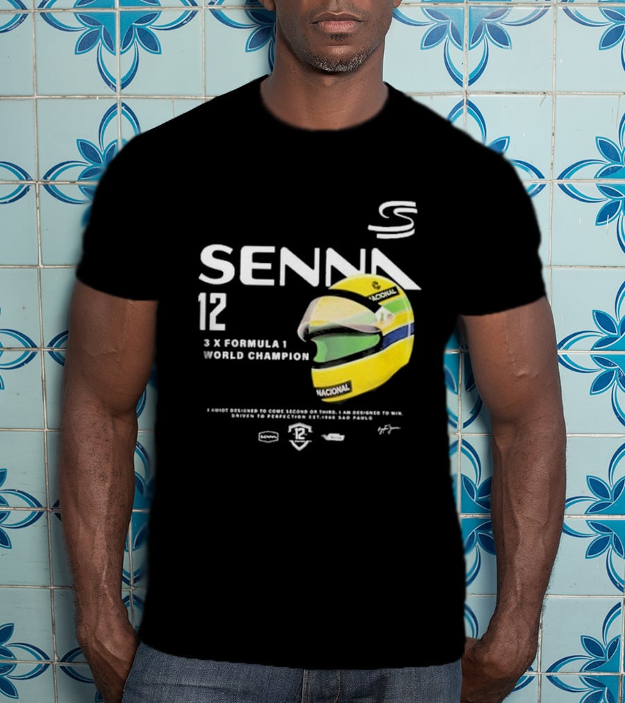 Senna 12 3x Formula 1 World Champion Driven To Perfection São Paulo Helmet T-Shirt