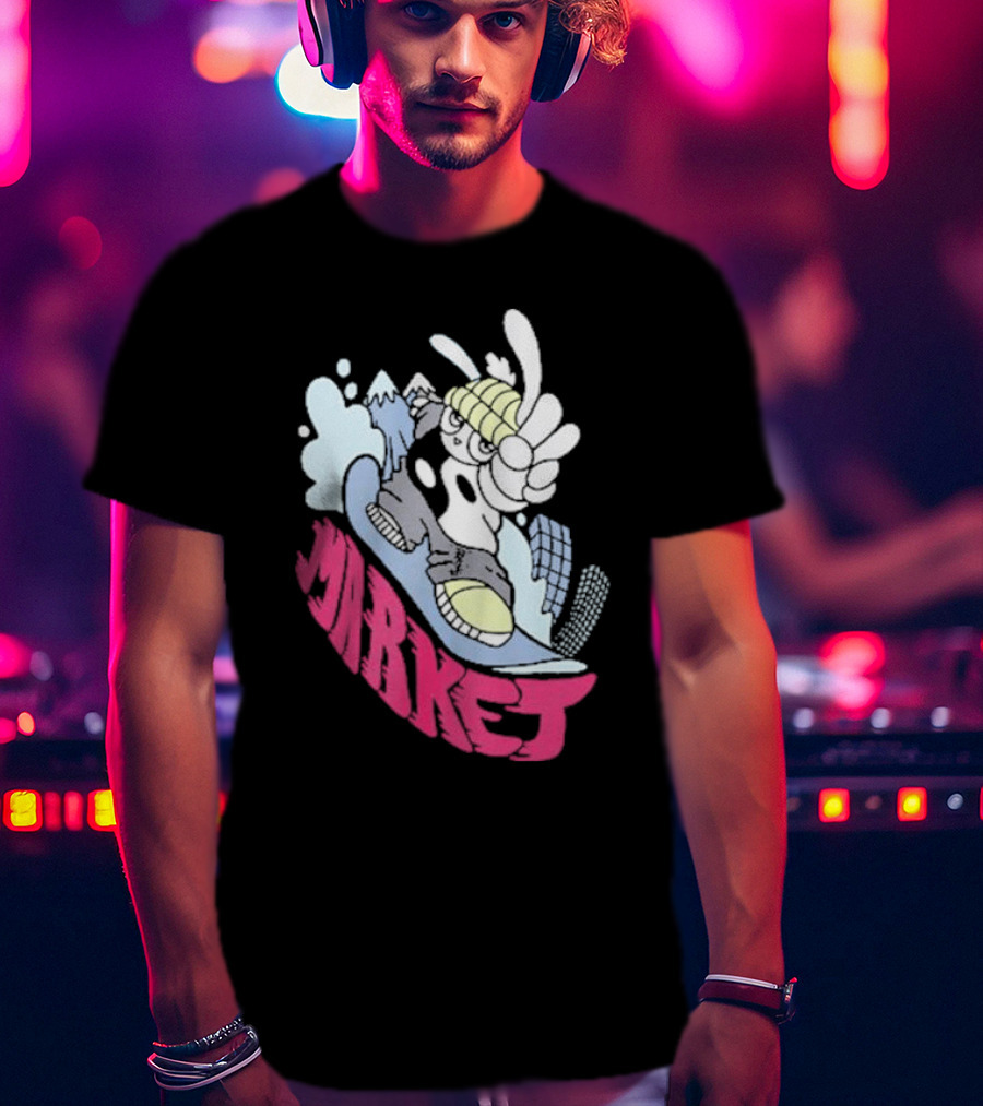 Shibuya Shred Market Snowboarding Rabbit Cartoon T-Shirt