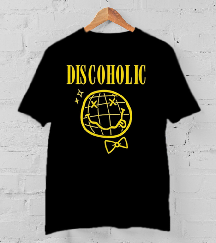 Discoholic Smiley Face With Bowtie And Stars T-Shirt