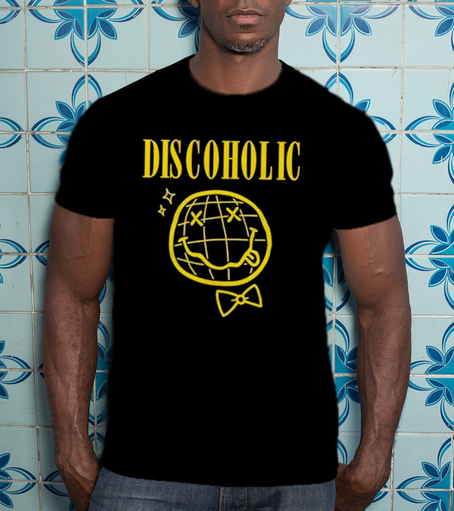 Discoholic Smiley Face With Bowtie And Stars T-Shirt