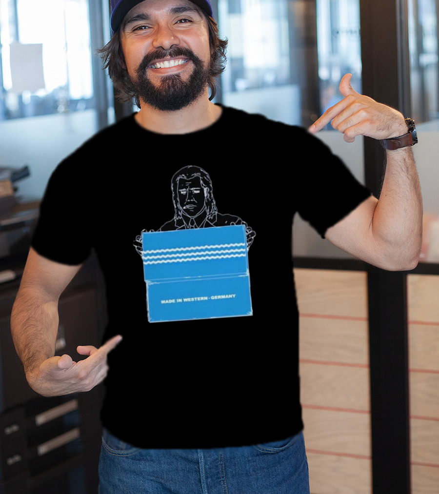 Made In Western Germany Pulp Fiction Blue Box Holder T-Shirt