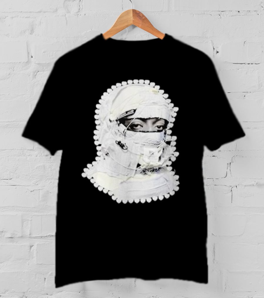 Noissey High Quality Functional Print Pull Over White Masked Figure T-Shirt