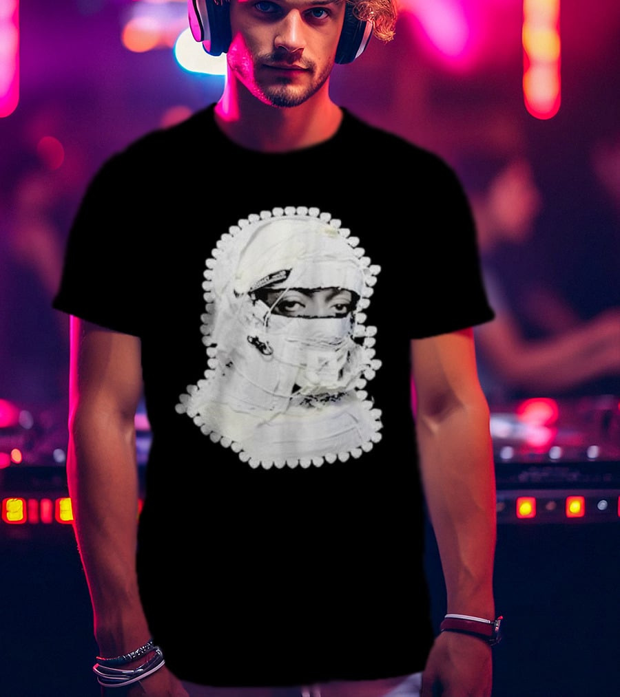 Noissey High Quality Functional Print Pull Over White Masked Figure T-Shirt