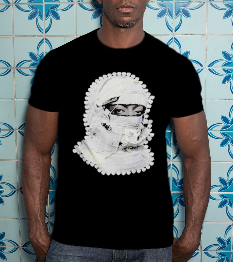 Noissey High Quality Functional Print Pull Over White Masked Figure T-Shirt
