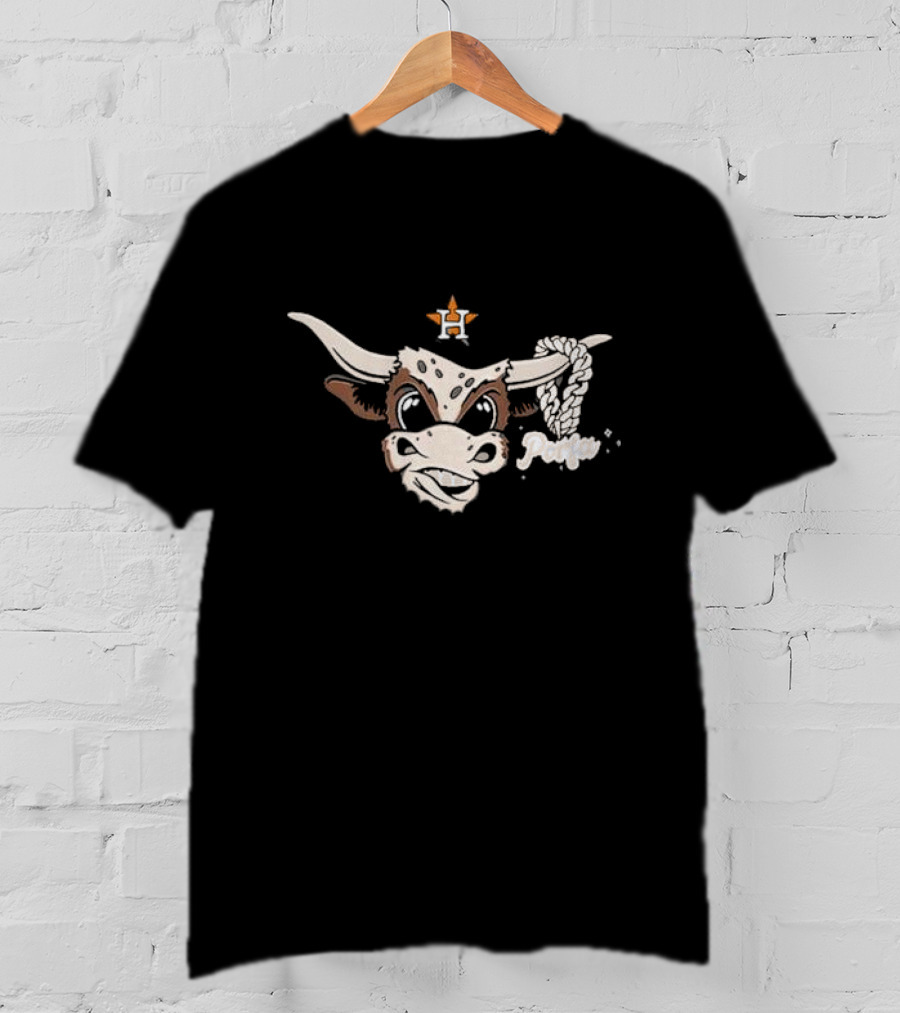 Houston Bull With Rope Chain And Por Favor Text T-Shirt