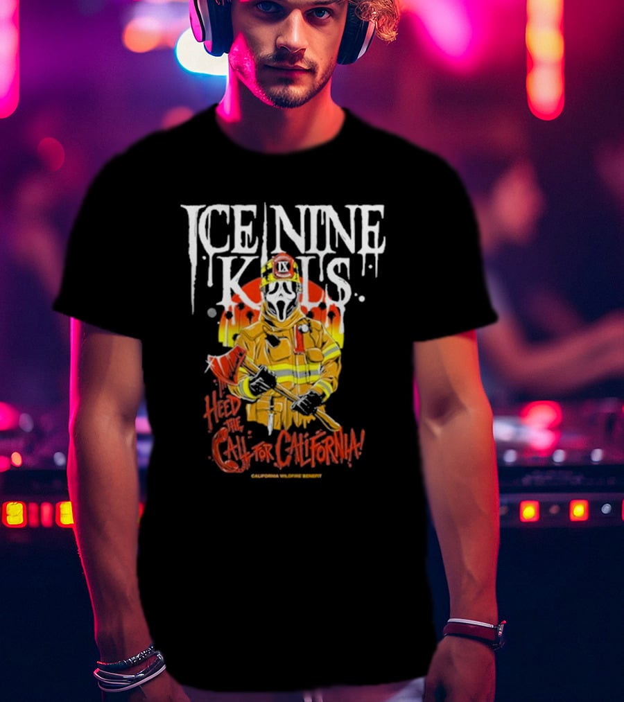 Ice Nine Kills Heed The Call For California Wildfire Benefit Scary Firefighter T-Shirt