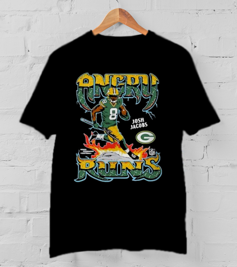Josh Jacobs Angry Runs Green Bay Packers NFL Football T-Shirt