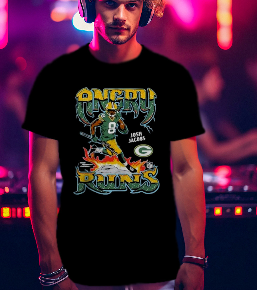 Josh Jacobs Angry Runs Green Bay Packers NFL Football T-Shirt