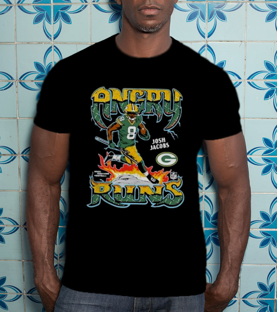 Josh Jacobs Angry Runs Green Bay Packers NFL Football T-Shirt