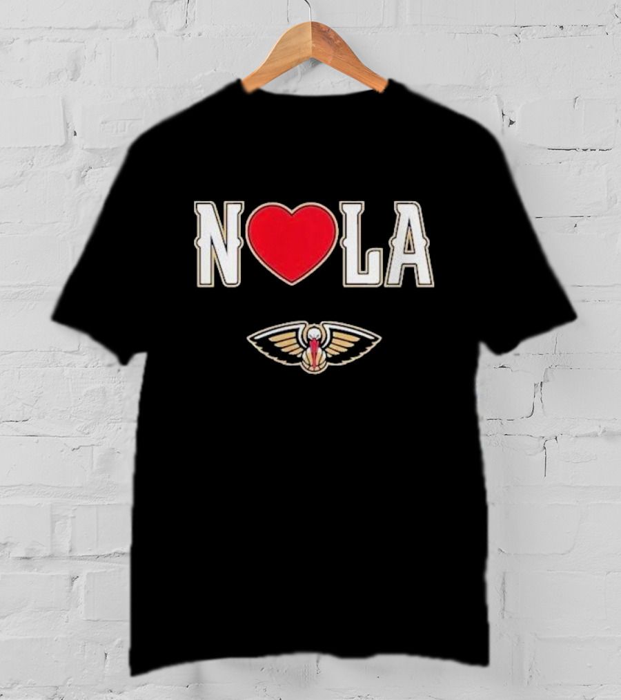 New Orleans Pelicans Heart NOLA Love With Pelicans T-Shirt