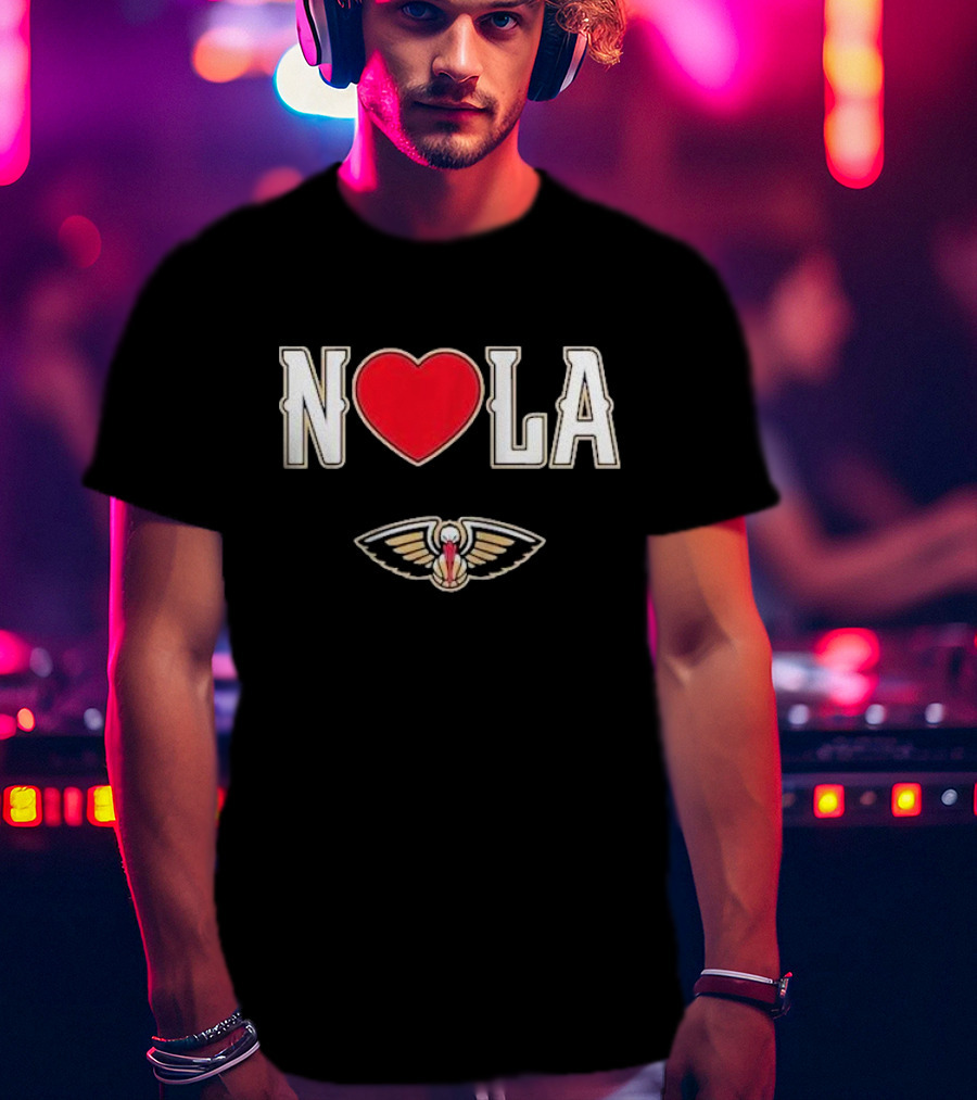 New Orleans Pelicans Heart NOLA Love With Pelicans T-Shirt
