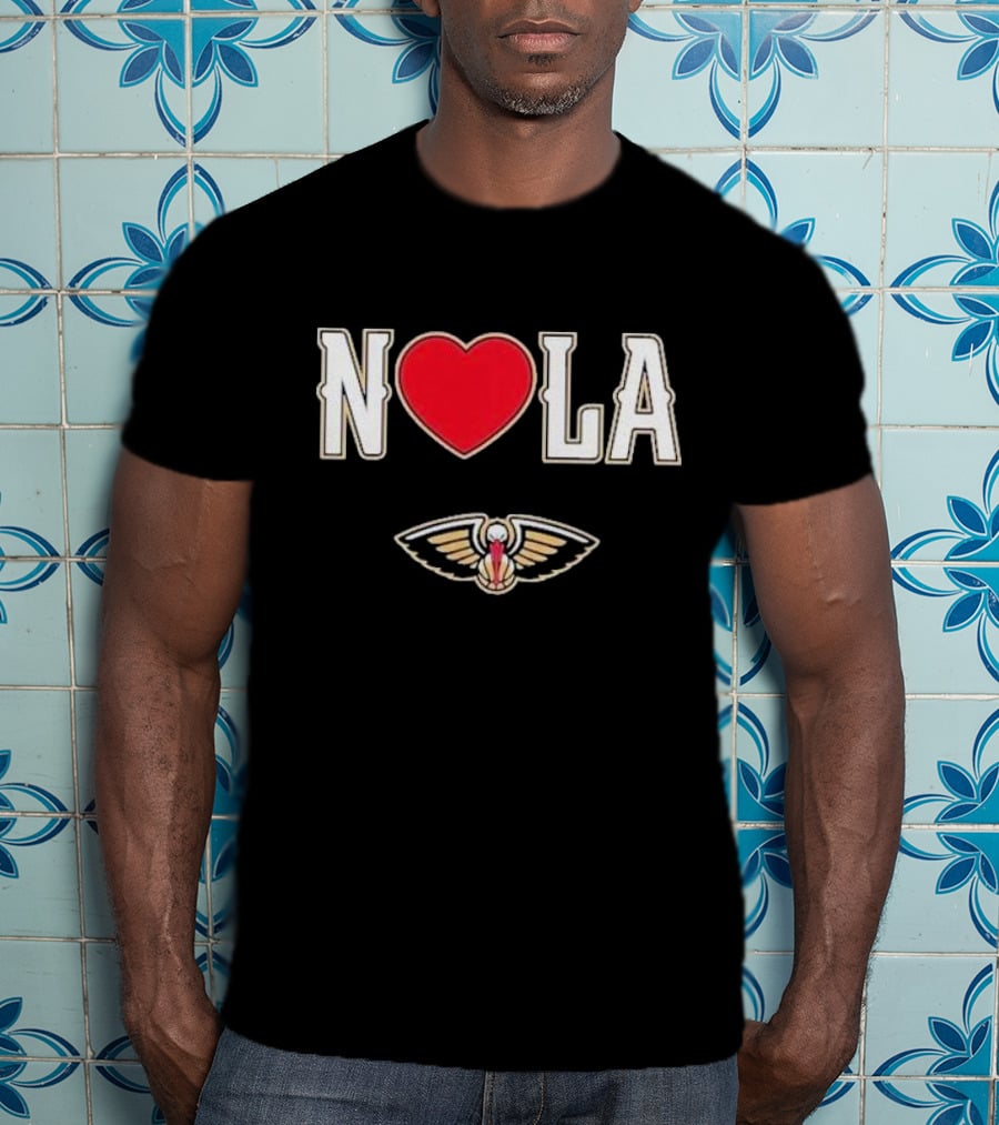 New Orleans Pelicans Heart NOLA Love With Pelicans T-Shirt