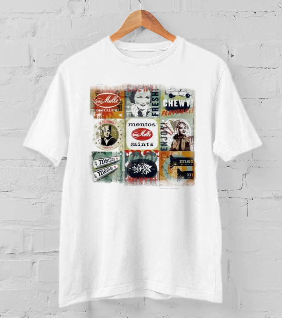 Van Melle Mentos Fresh Minty Chewy Flavours Collage Enjoy Holland Mints T-Shirt