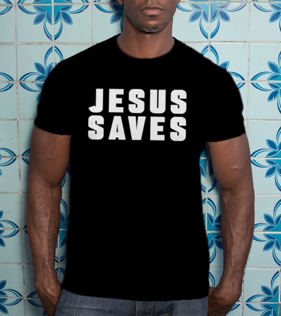 Kyrie Irving Jesus Saves Bold Lettering T-Shirt