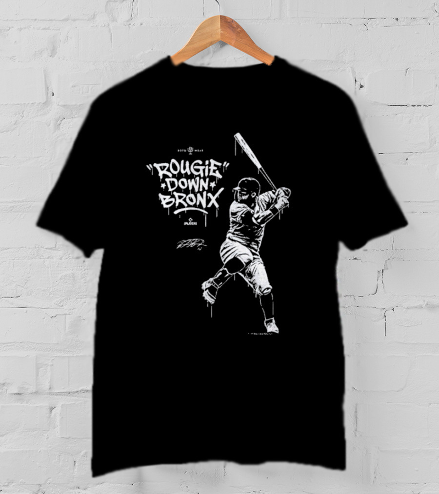 Rougie Down Bronx Yankees Baseball Player Action T-Shirt