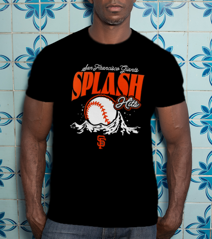 San Francisco Giants Splash Hits Baseball Waves And Number 9 T-Shirt