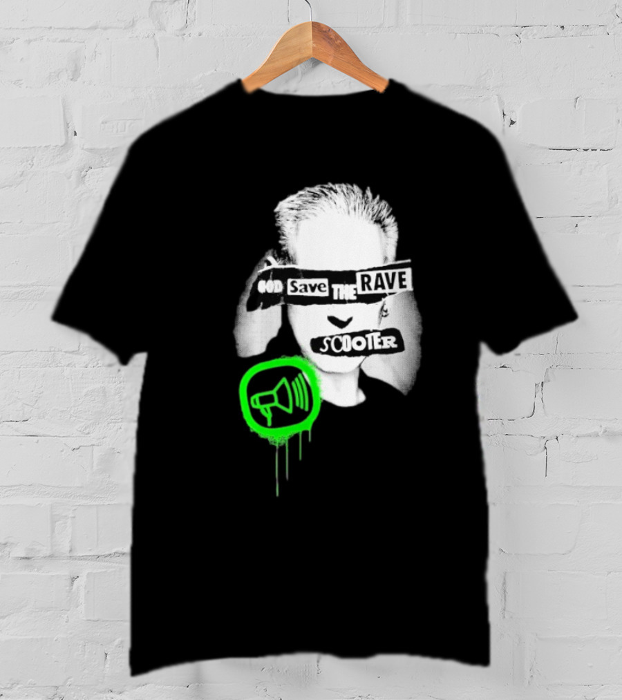 Scooter God Save The Rave Speaker Icon Bold Design T-Shirt