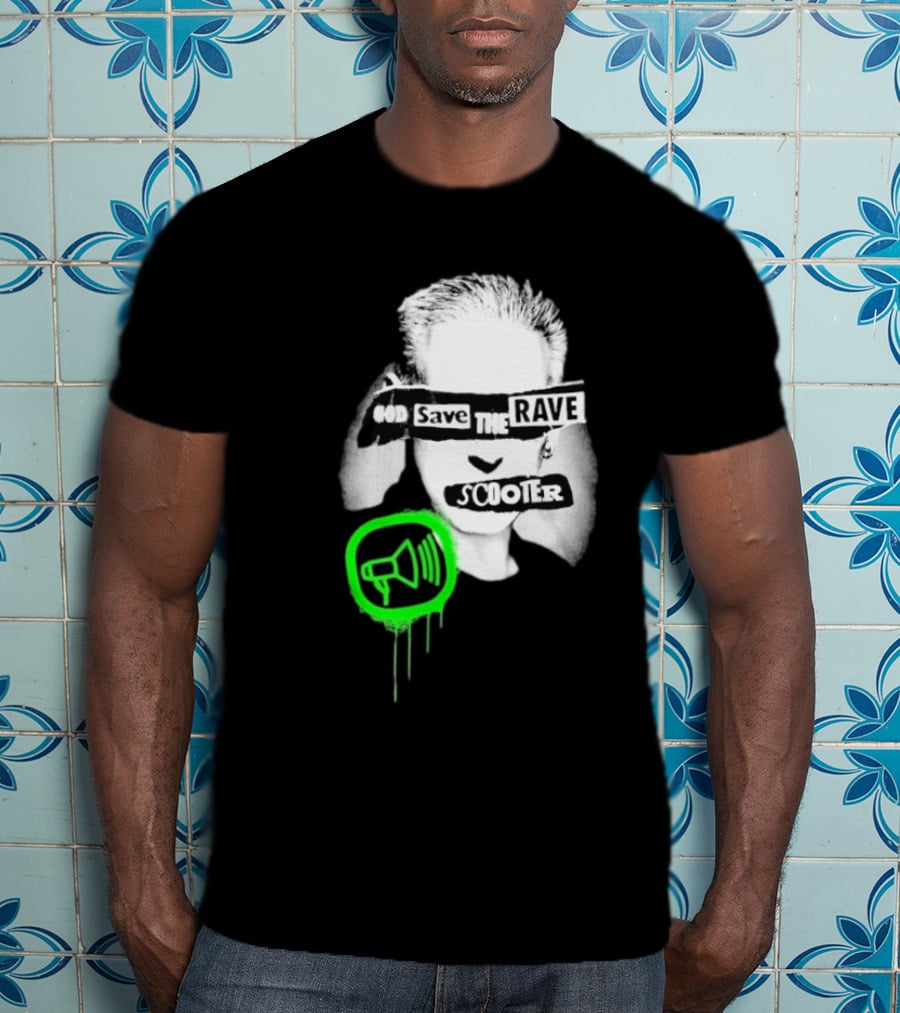 Scooter God Save The Rave Speaker Icon Bold Design T-Shirt
