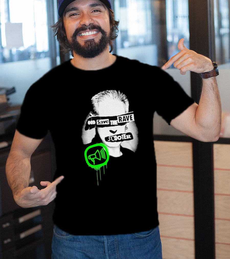 Scooter God Save The Rave Speaker Icon Bold Design T-Shirt