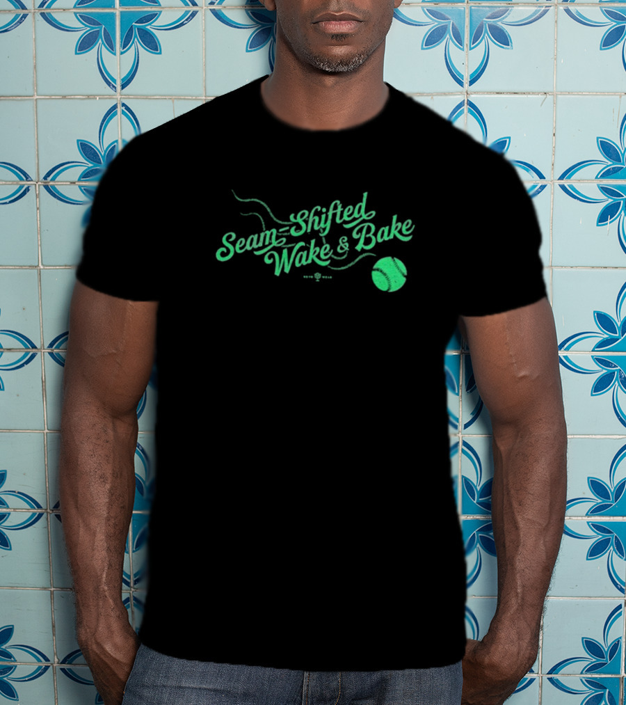 Seam-Shifted Wake And Bake Baseball Concept T-Shirt