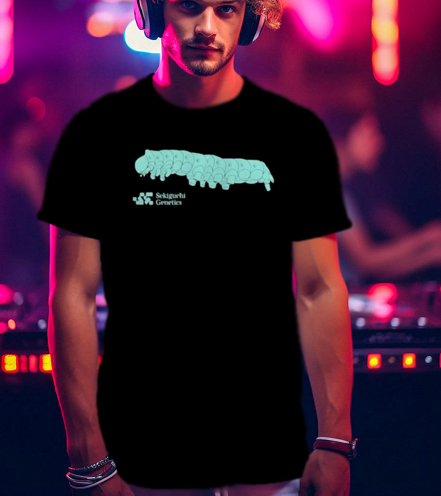 Sekiguchi Genetics Cartoon Caterpillar Image T-Shirt