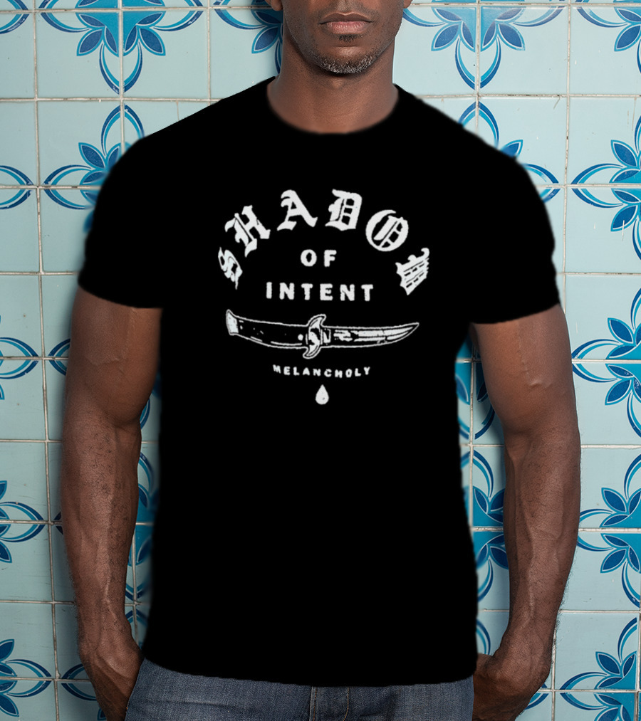Shadow Of Intent Melancholy Knife Graphic With Tear Drop And Blade Design T-Shirt
