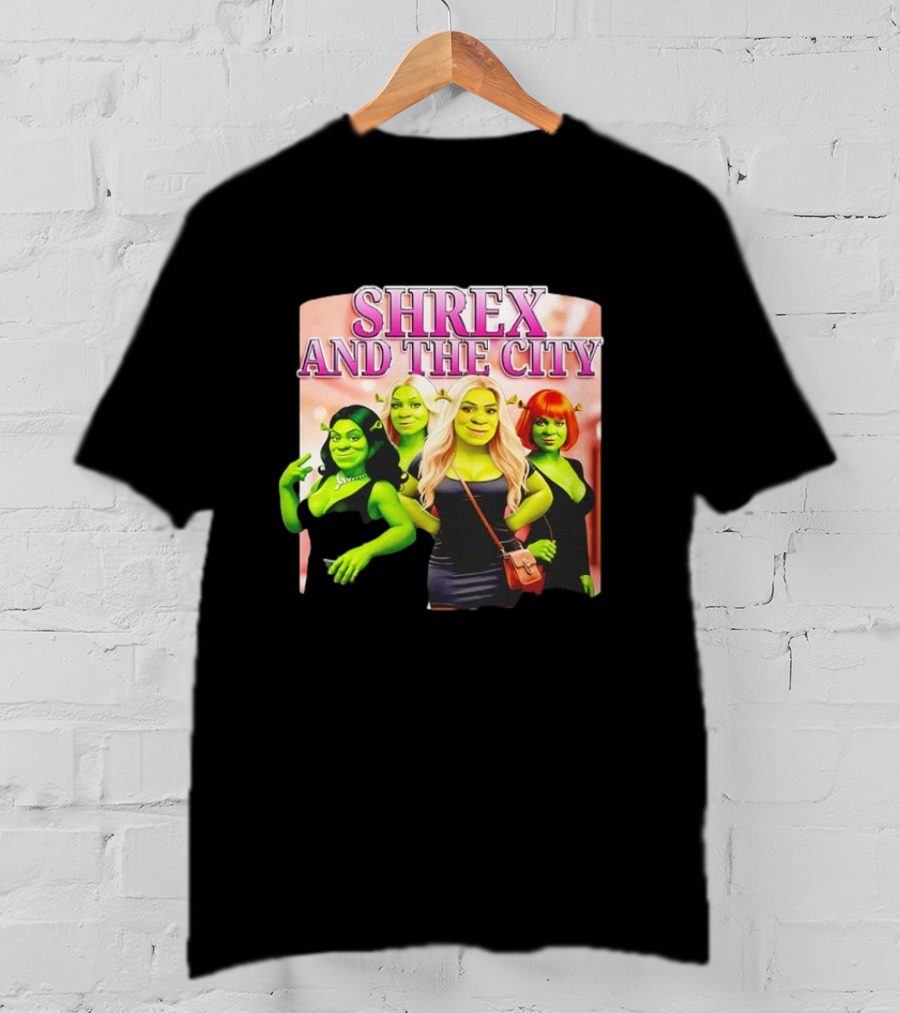 SHREX AND THE CITY Green Characters Ladies In Black Dresses T-Shirt
