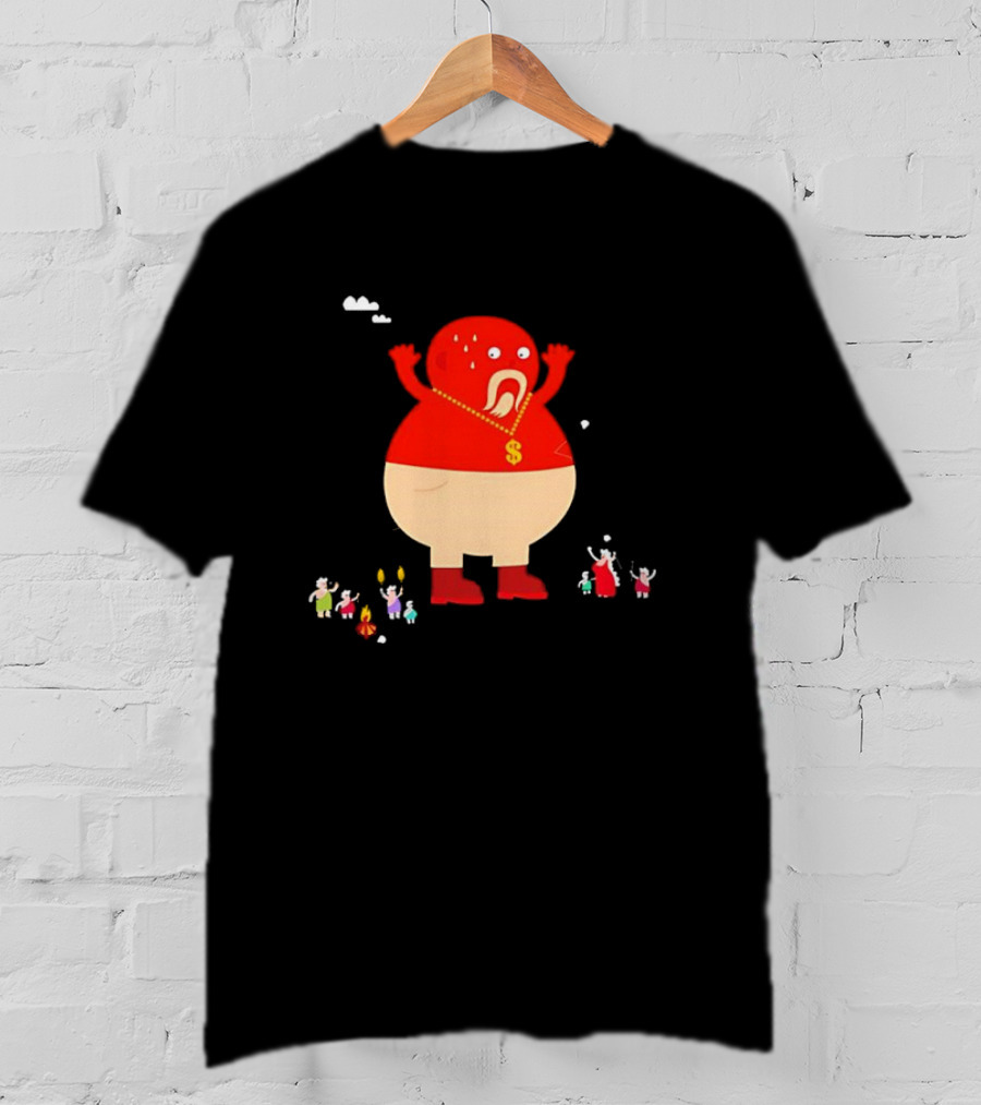 Simon Oxley Neanderfools Giant Red Character Dollar Necklace T-Shirt