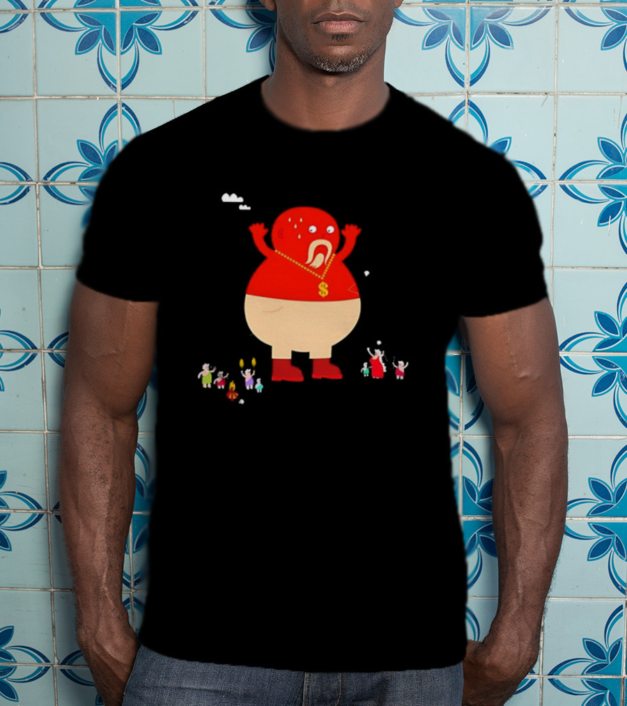 Simon Oxley Neanderfools Giant Red Character Dollar Necklace T-Shirt