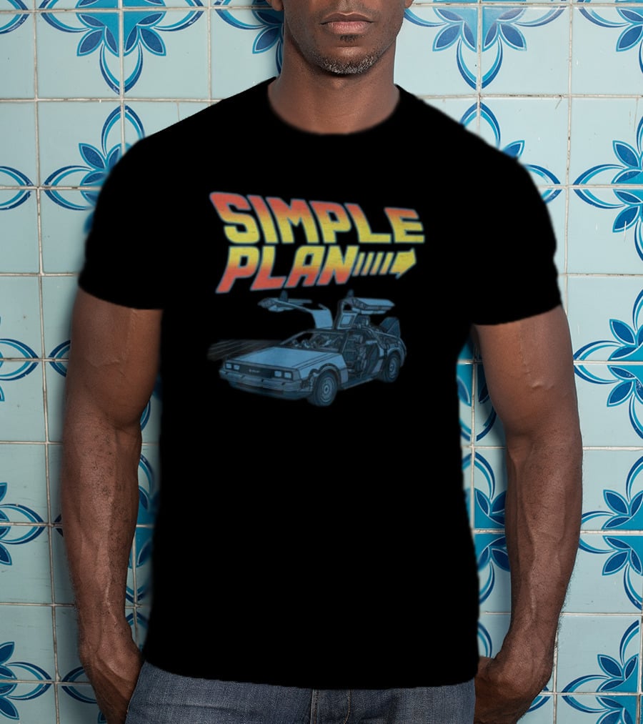 SIMPLE PLAN Time Travel Car Retro Style Cutout T-Shirt