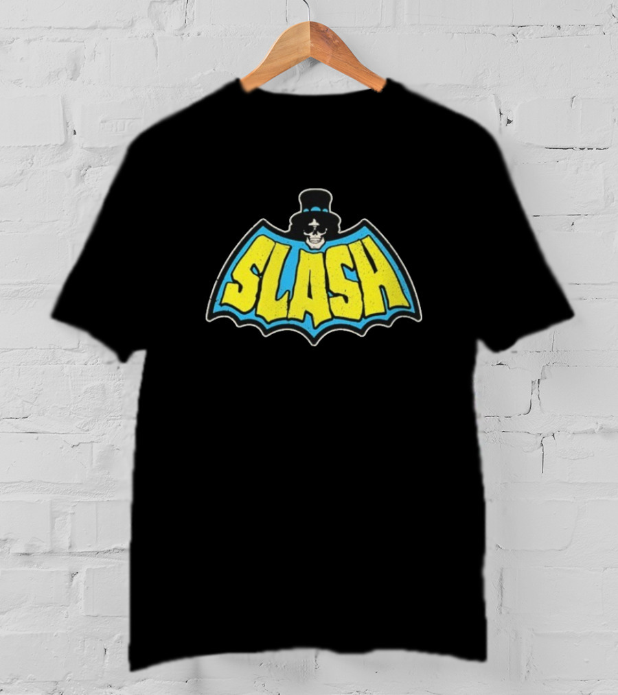 SLASH Batman Inspired Logo With Top Hat And Skull T-Shirt