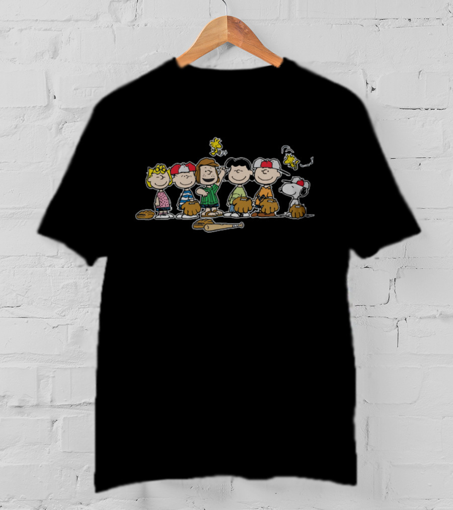 Peanuts Baseball Team With Snoopy And Woodstock T-Shirt
