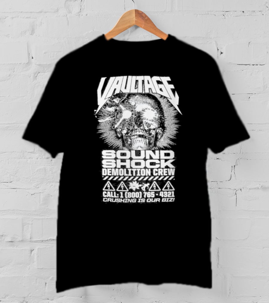 Vaultage Space Laces Sound Shock Demolition Crew Crushing Is Our Biz Skull T-Shirt