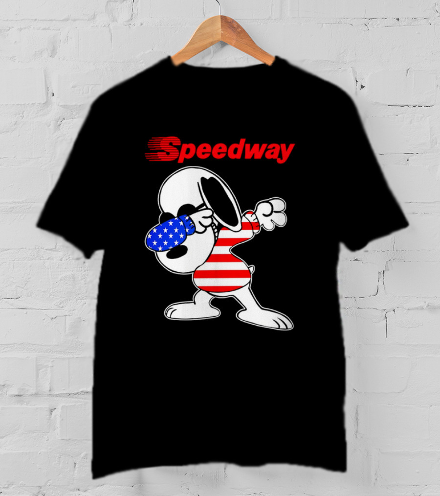 Speedway Snoopy Dabbing American Flag Outfit T-Shirt