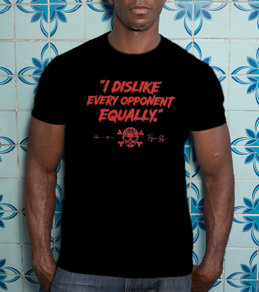 "I Dislike Every Opponent Equally Spencer Strider Skull And Crossbones Signature" T-Shirt