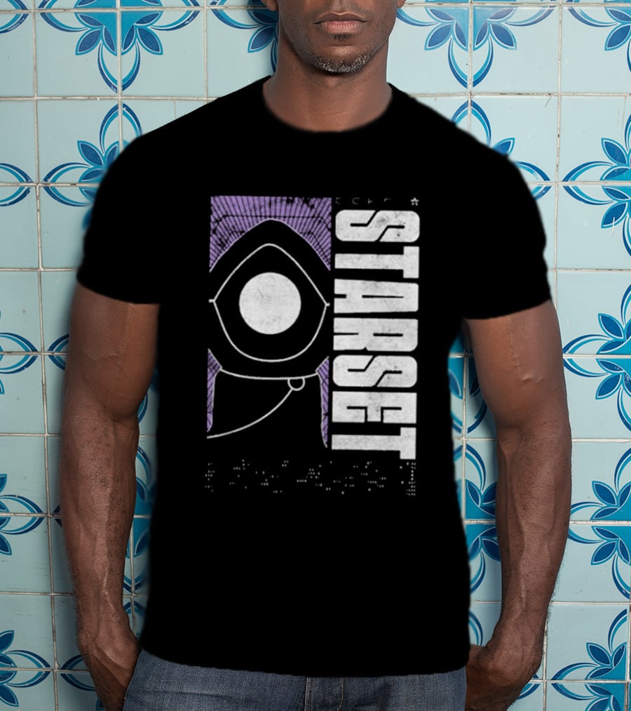 Starset Echo Purple Hooded Figure Bold White Text T-Shirt