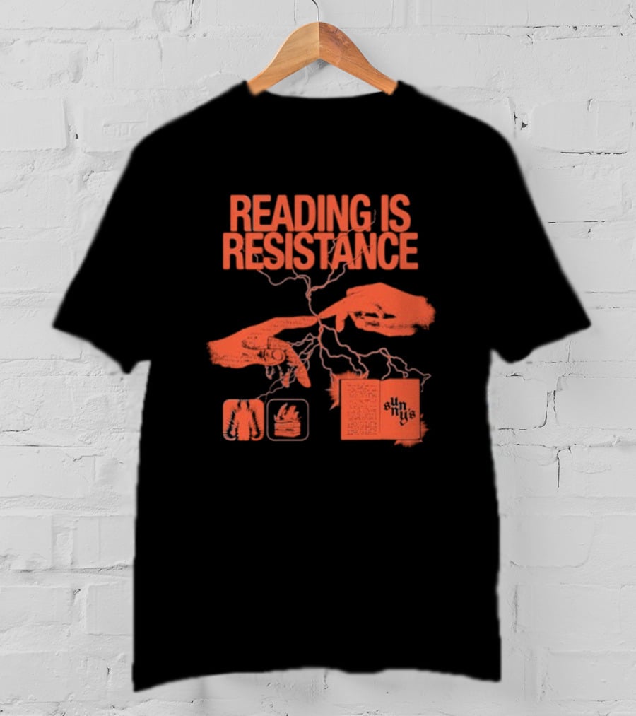 Sunnys Book Truck Reading Is Resistance With Hands And Open Books T-Shirt