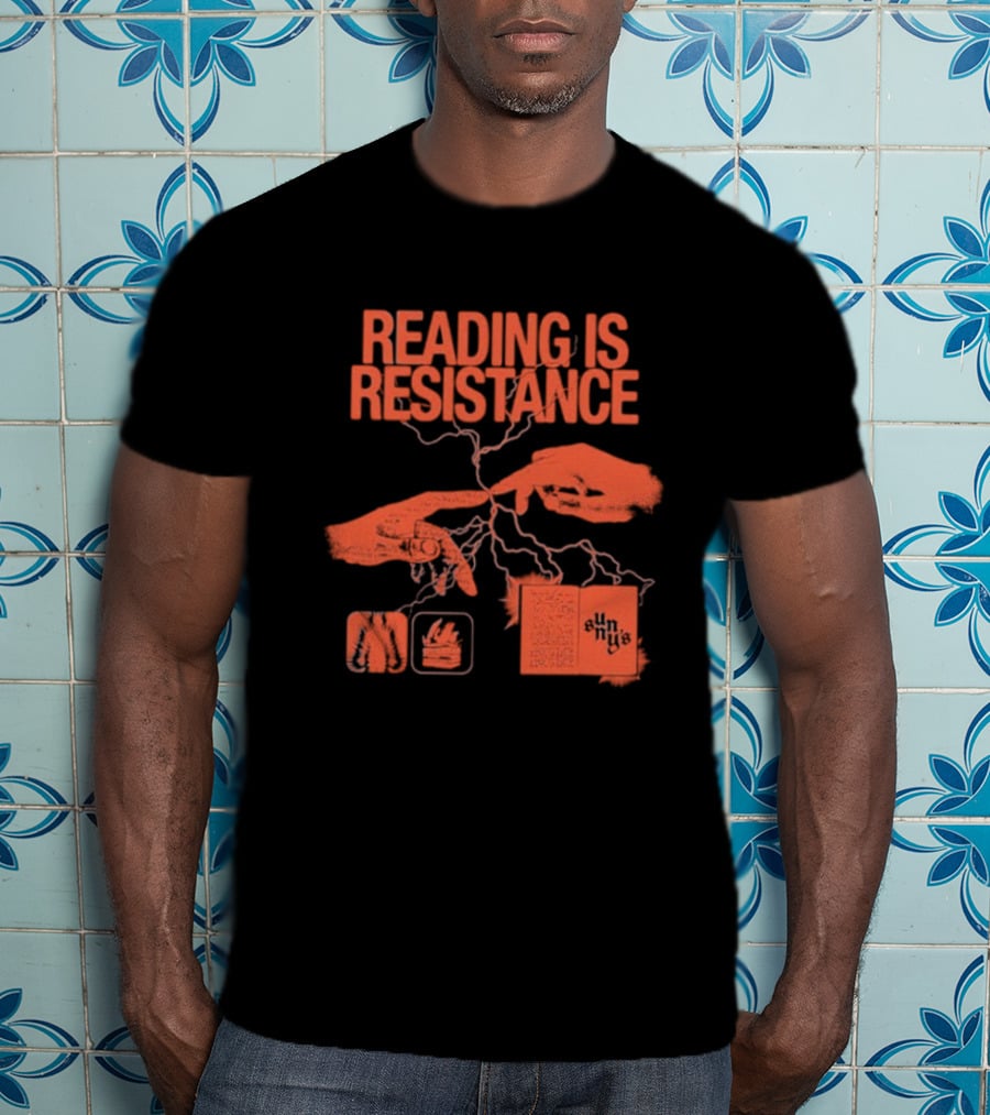 Sunnys Book Truck Reading Is Resistance With Hands And Open Books T-Shirt