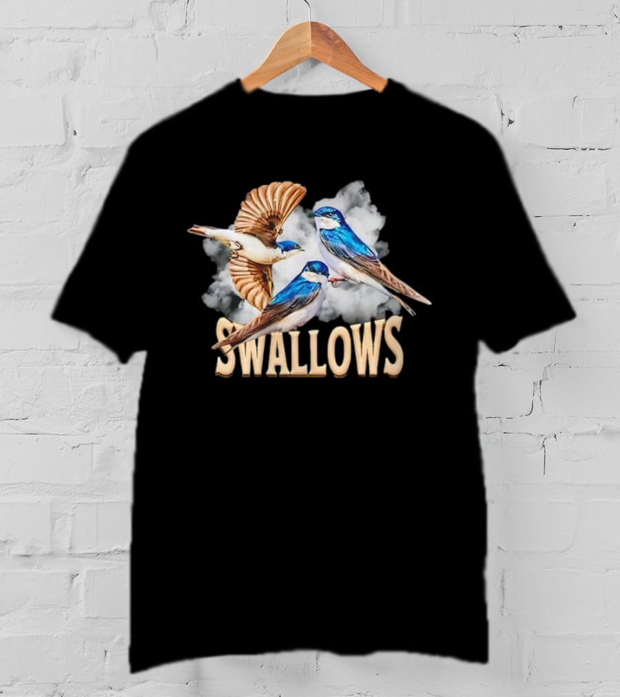 Swallows Blue Bird Trio With Clouds T-Shirt