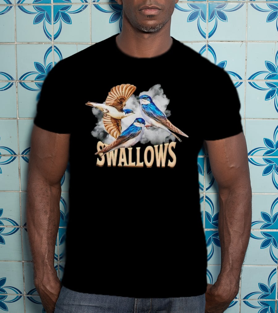 Swallows Blue Bird Trio With Clouds T-Shirt