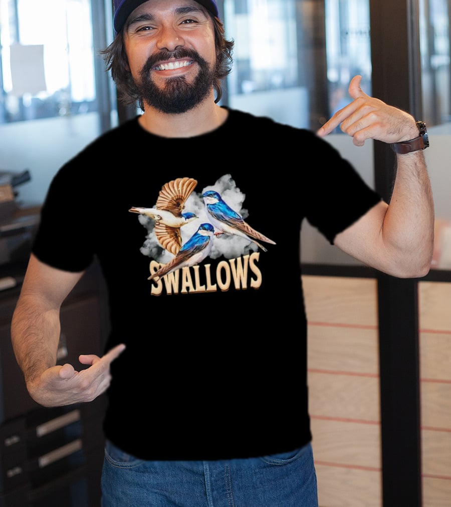 Swallows Blue Bird Trio With Clouds T-Shirt