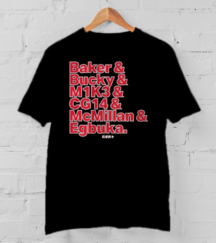 Baker & Bucky & M1K3 & CG14 & McMillan & Egbuka Names Tampa Bay Buccaneers T-Shirt