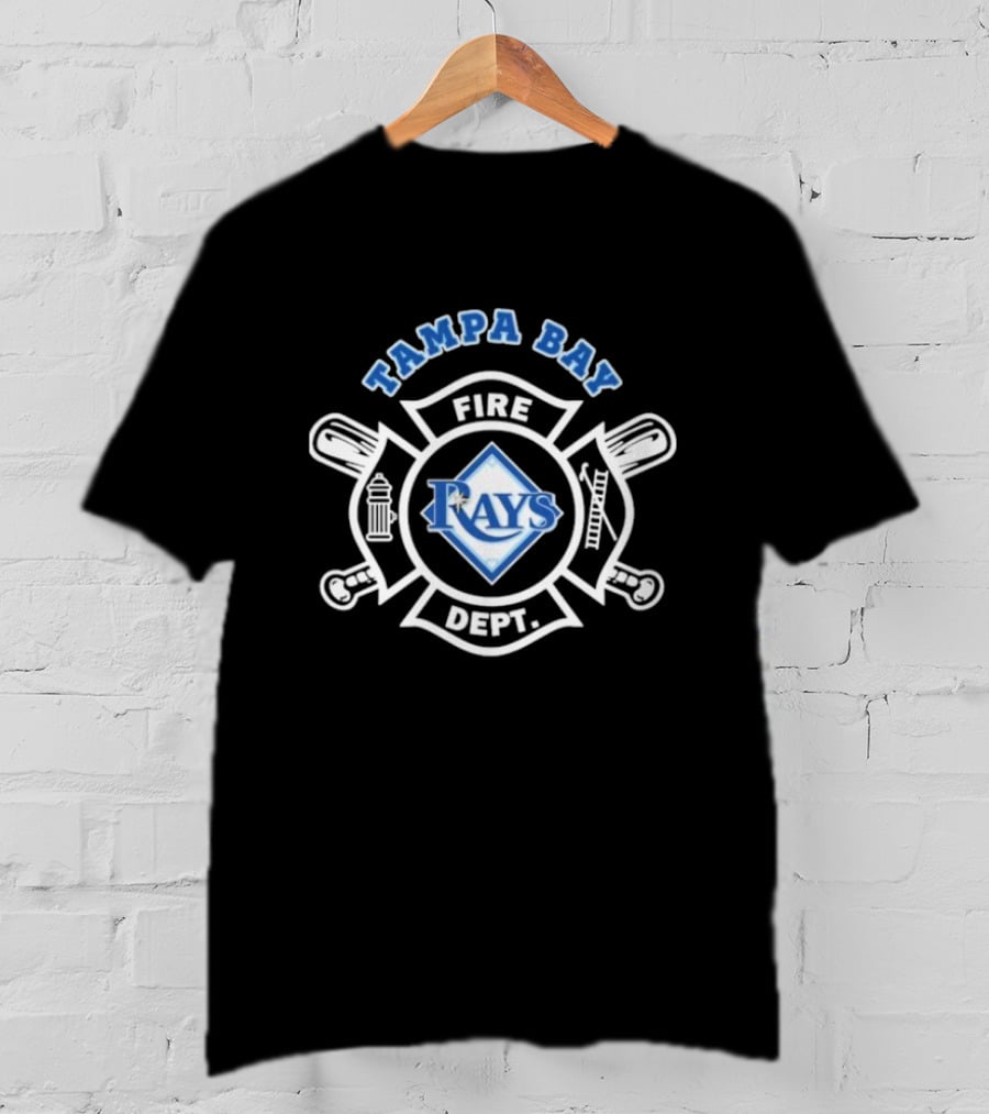 Tampa Bay Rays Fire Dept Firefighters Logo With Firefighter Emblem And Tools T-Shirt
