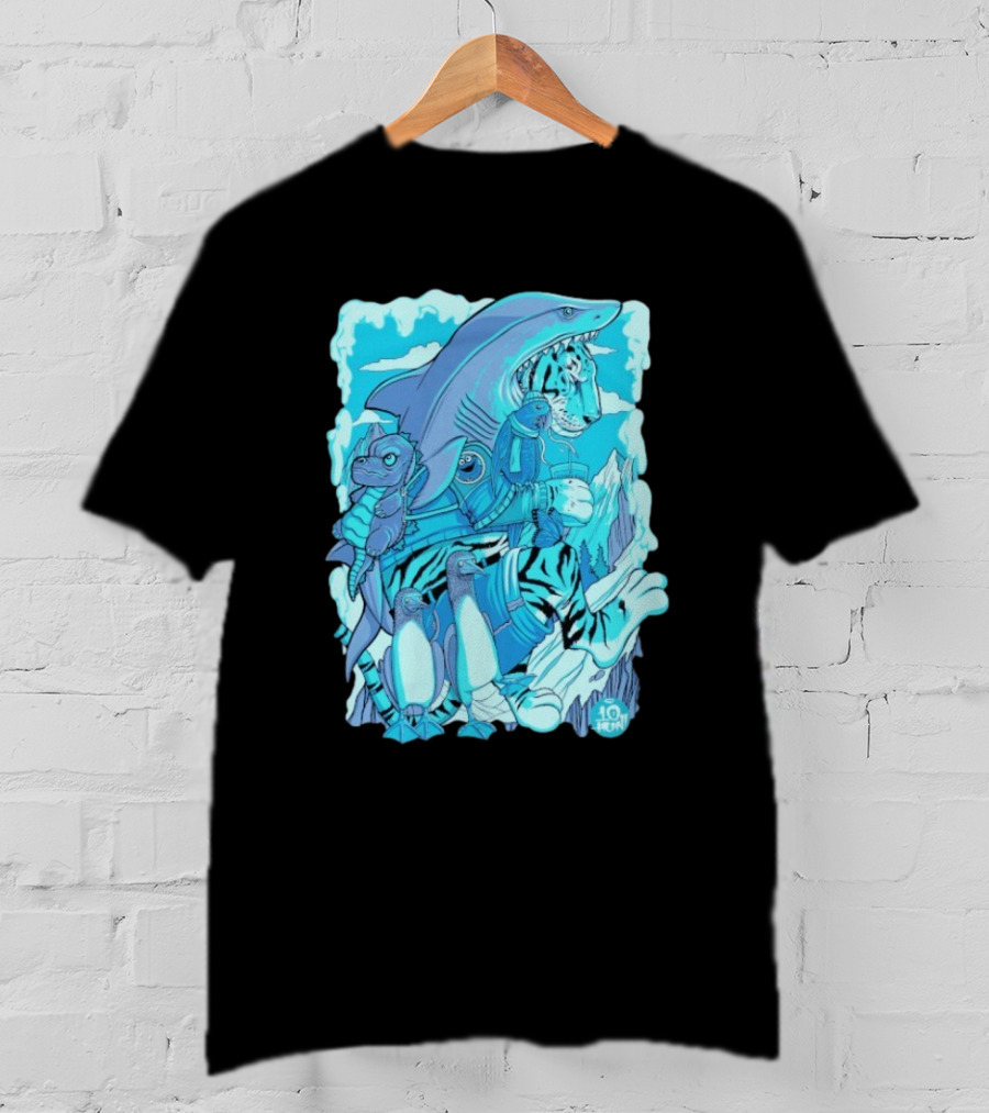 Ten Hundred Siberian Stroll Tiger Shark Creatures Penguins 10 Hun T-Shirt