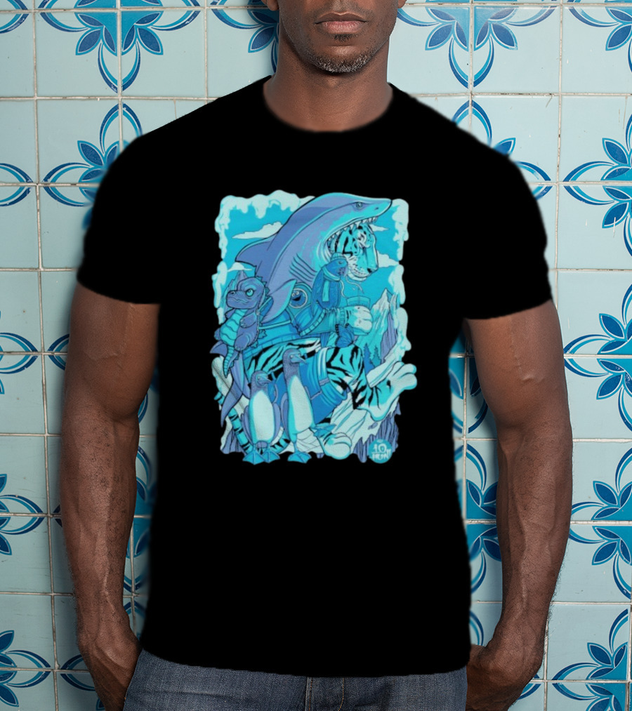 Ten Hundred Siberian Stroll Tiger Shark Creatures Penguins 10 Hun T-Shirt