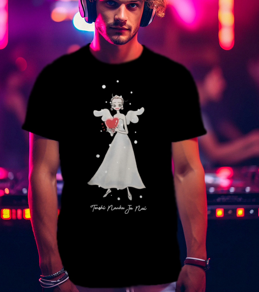 Tenshi Nanka Ja Nai Angel Illustration Holding Heart T-Shirt