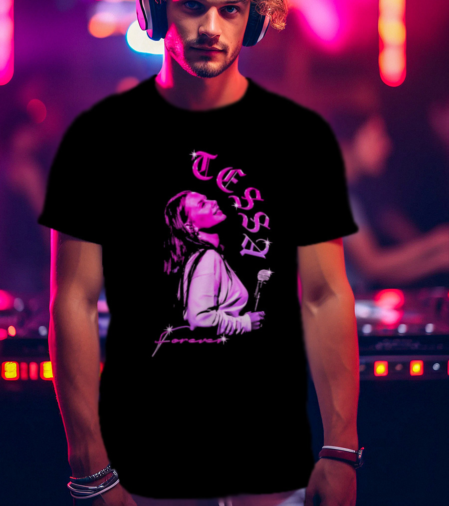 Tessa Forever Økologisk Pink Silhouette With Rose And Stars T-Shirt