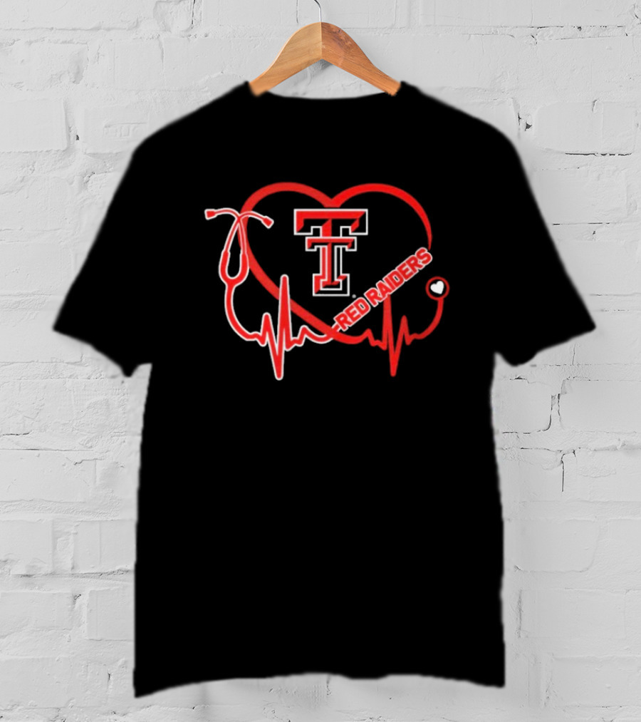 Texas Tech Red Raiders Heartbeat Nurse Stethoscope Icon T-Shirt