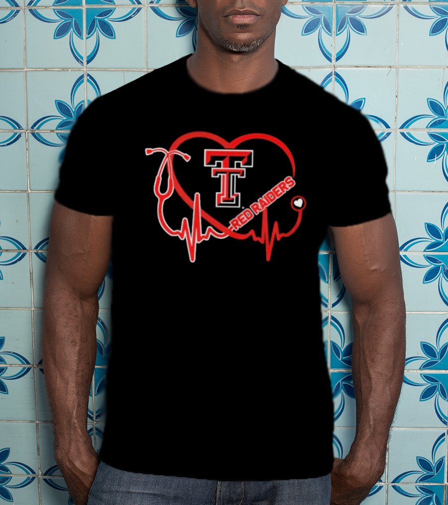 Texas Tech Red Raiders Heartbeat Nurse Stethoscope Icon T-Shirt